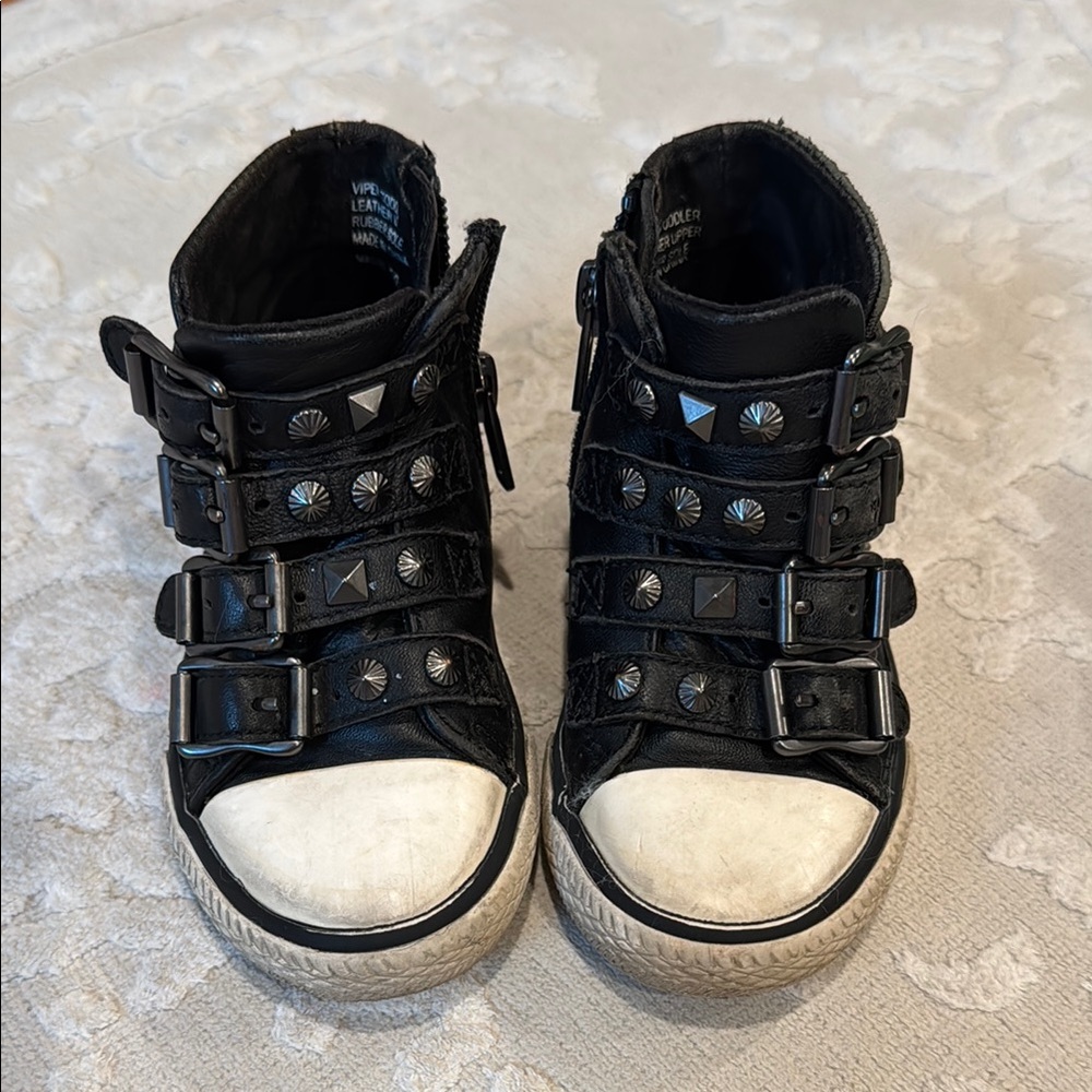 Ash Black Studded Kids High-Top Sneakers